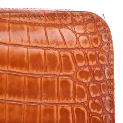 Bottega Veneta Shiny Crocodile Zip Around Wallet Orange 11 of 20