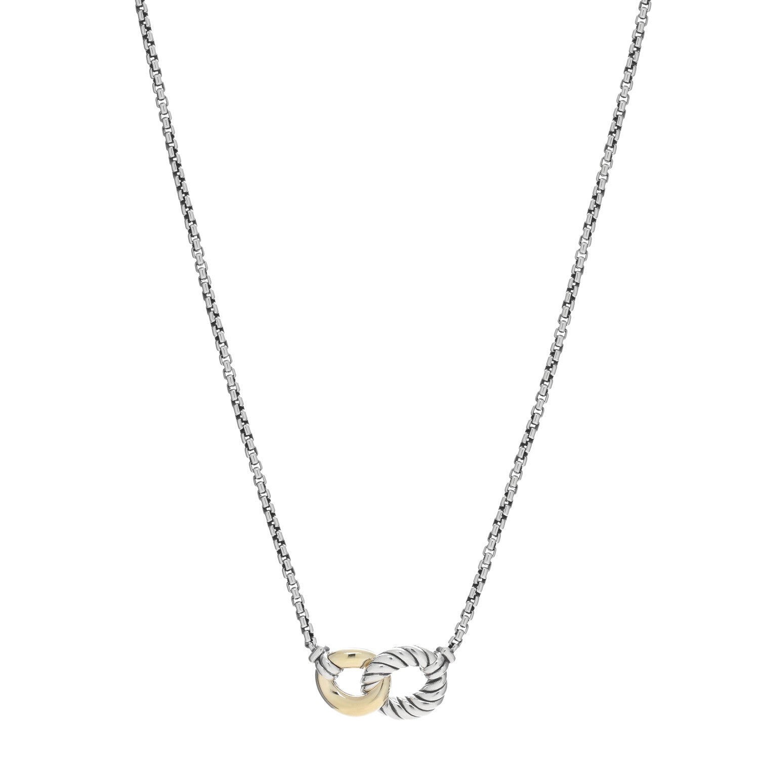 David Yurman Sterling Silver 18K Yellow Gold Belmont Pendant Necklace 1 of 5