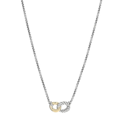 David Yurman Sterling Silver 18K Yellow Gold Belmont Pendant Necklace 1 of 5