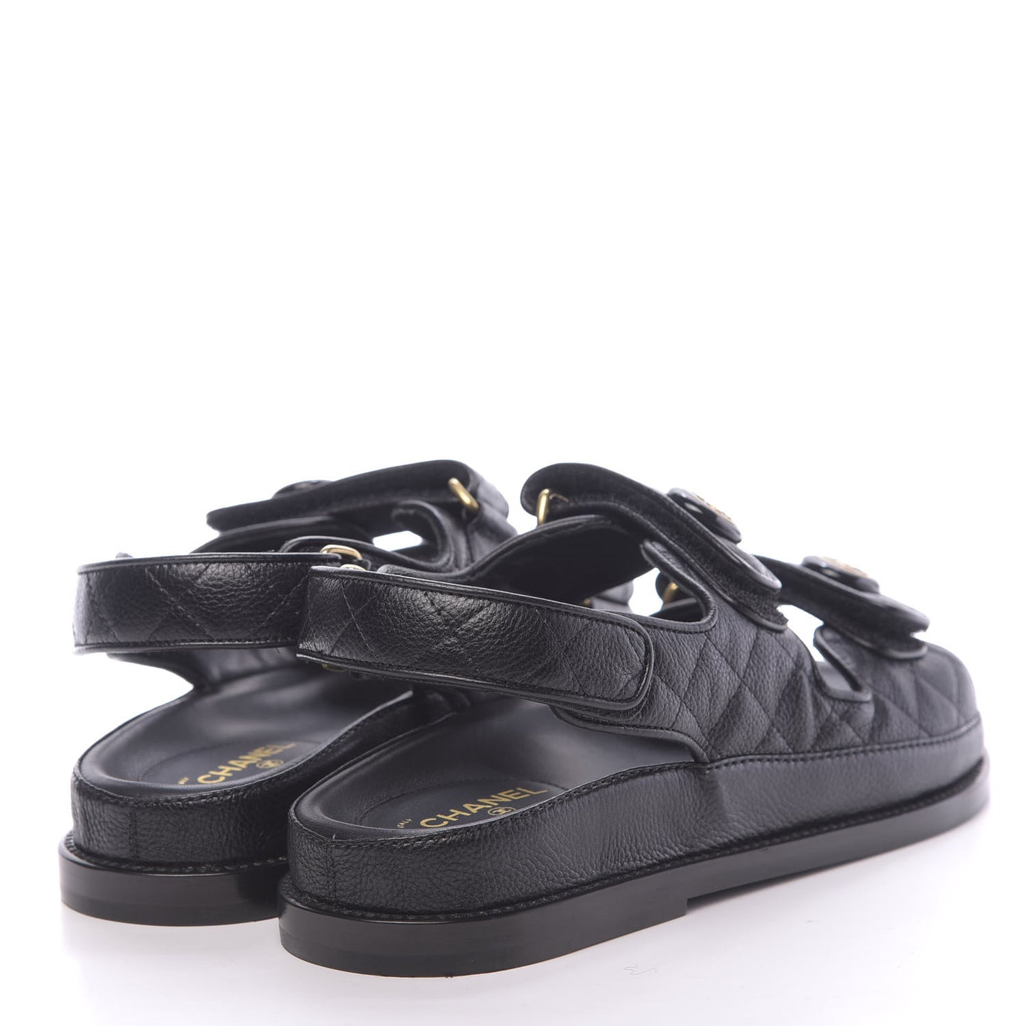 Grained Calfskin Velcro Dad Sandals 36.5 Black