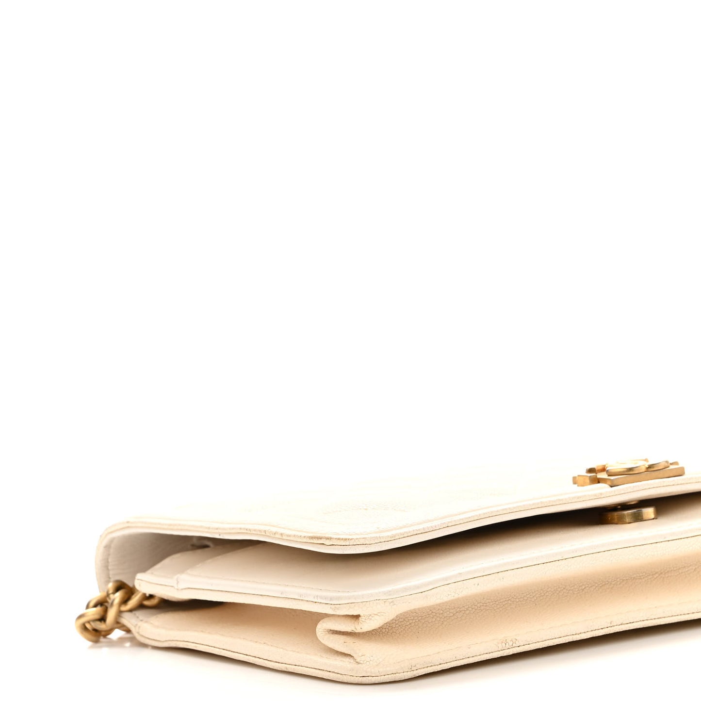 Caviar Quilted Boy Wallet On Chain WOC White