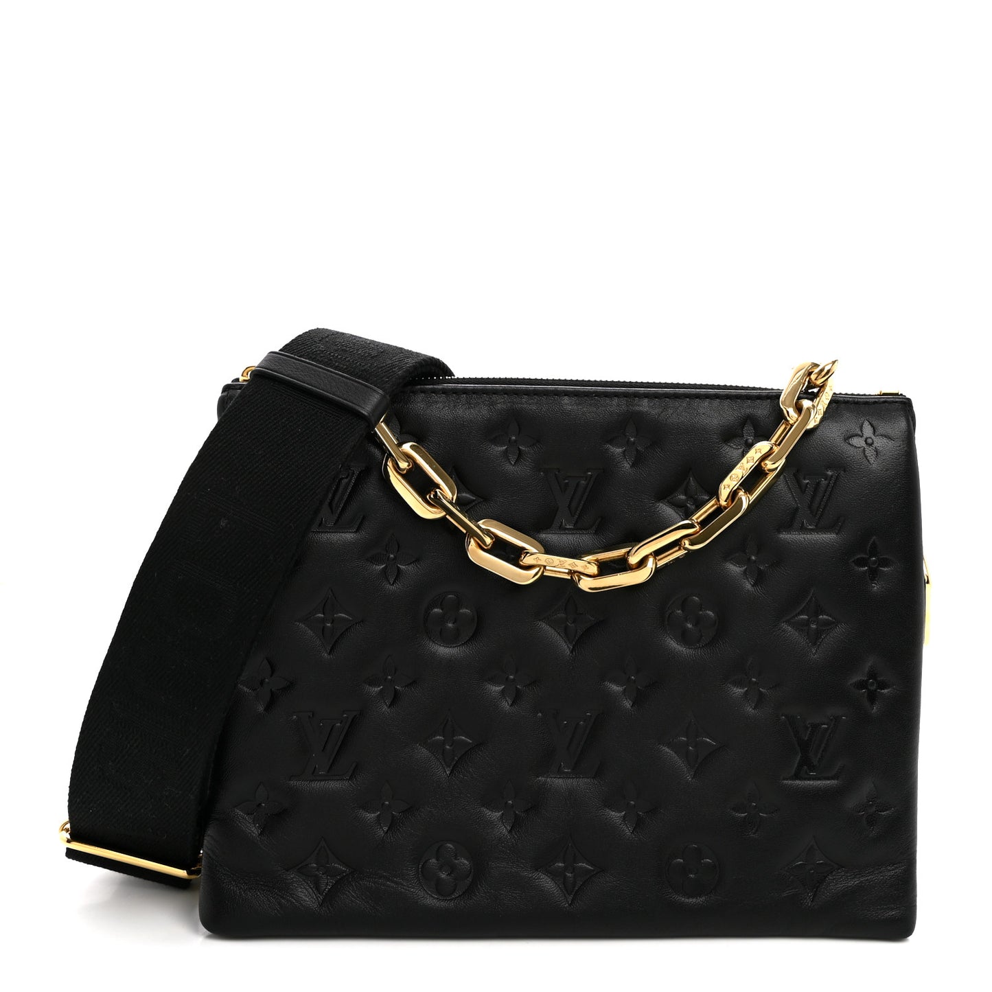 Lambskin Embossed Monogram Coussin PM Black