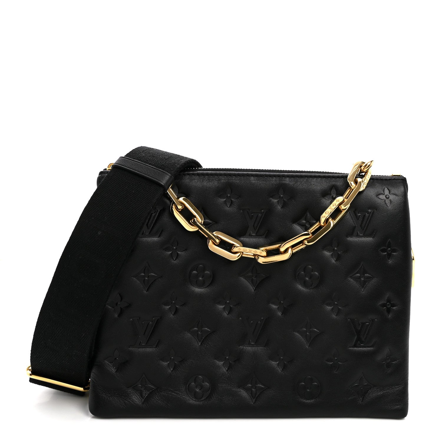 Louis Vuitton Lambskin Embossed Monogram Coussin PM Black 1 of 10