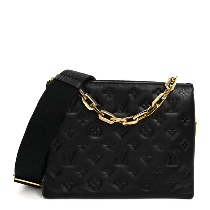 Louis Vuitton Lambskin Embossed Monogram Coussin PM Black 1 of 10