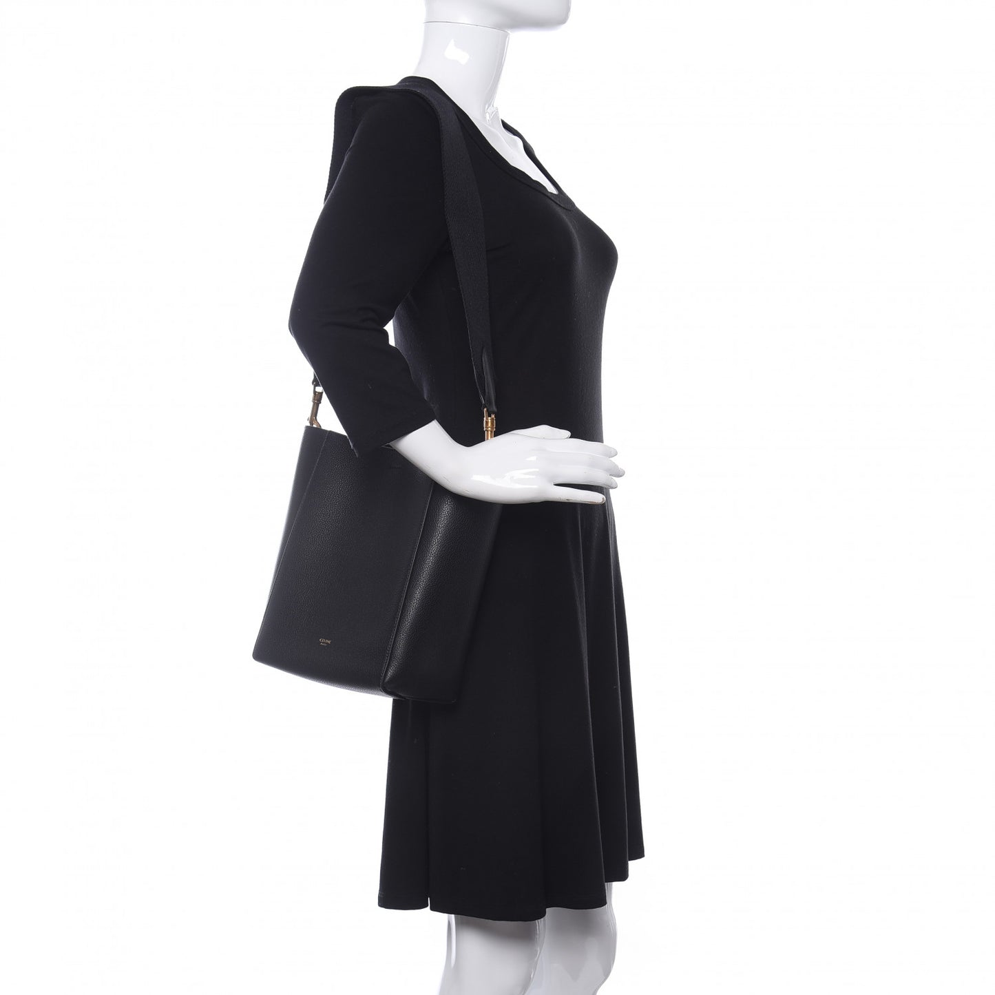 Soft Grained Calfskin Small Sangle Bucket Bag Black