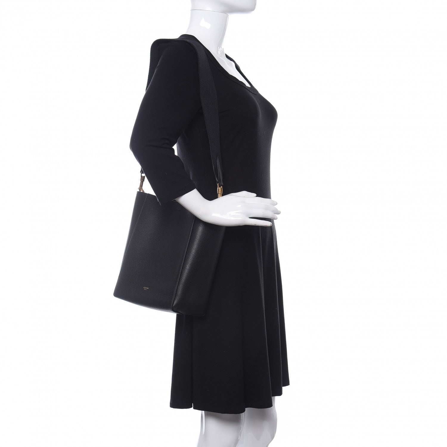 Celine Soft Grained Calfskin Small Sangle Bucket Bag Black 2 of 8