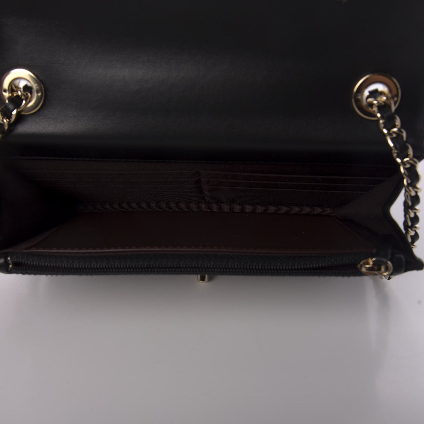 Lambskin Quilted Trendy CC Wallet On Chain WOC Black