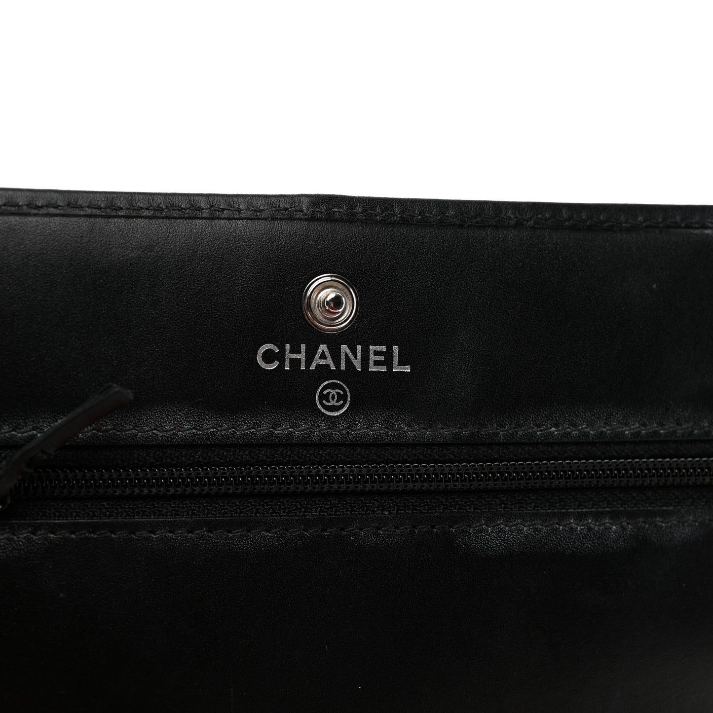 Calfskin Quilted Cambon Wallet on Chain WOC Black