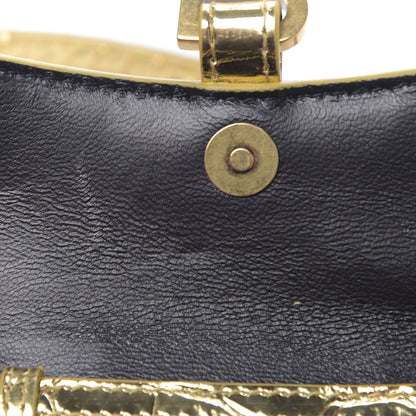 Balenciaga Metallic Calfskin Crocodile Embossed Hourglass Top Handle Bag Mini Gold 8 of 11