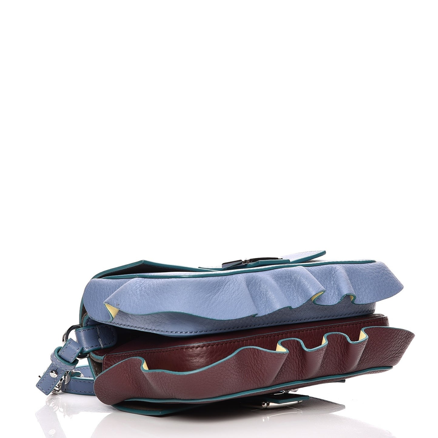 Vitello Dolce Waves Tri-Color Micro Double Baguette Ceruleo Bordeaux Banana