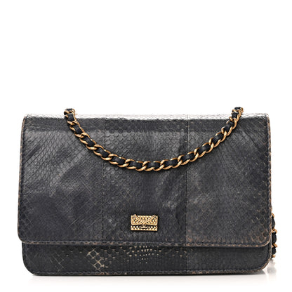 Chanel Snakeskin Wallet On Chain WOC Blue 1 of 17