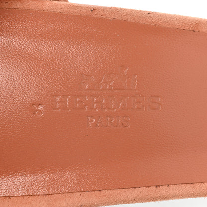 Hermes Suede Goatskin Crystal Premiere 70 Sandals 41 Rose Bubinga Black 7 of 10