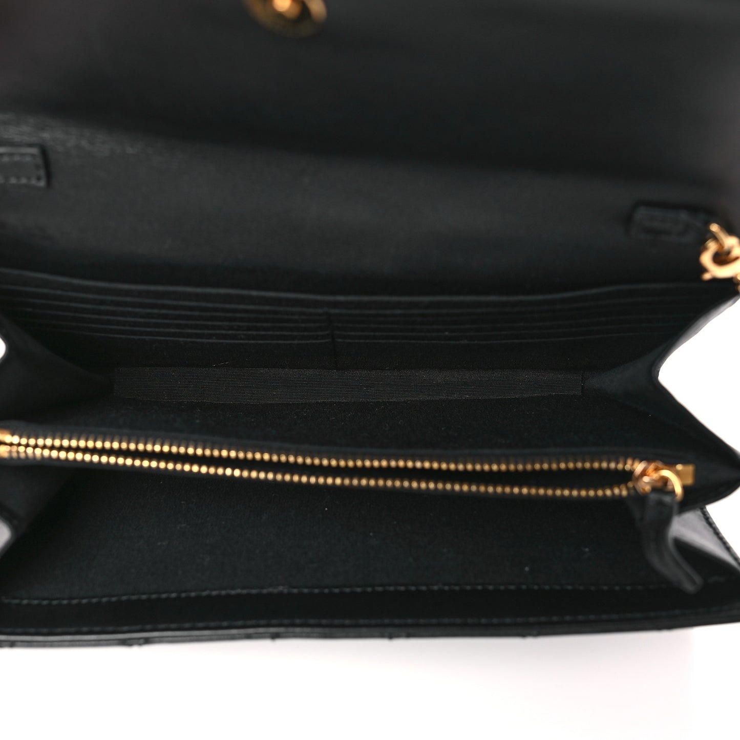 Lambskin Quilted Medusa Wallet on Chain Crossbody Black
