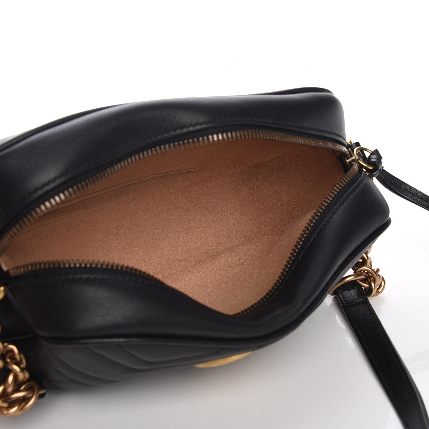 Gucci Calfskin Matelasse Small GG Marmont Chain Shoulder Bag Black 5 of 8