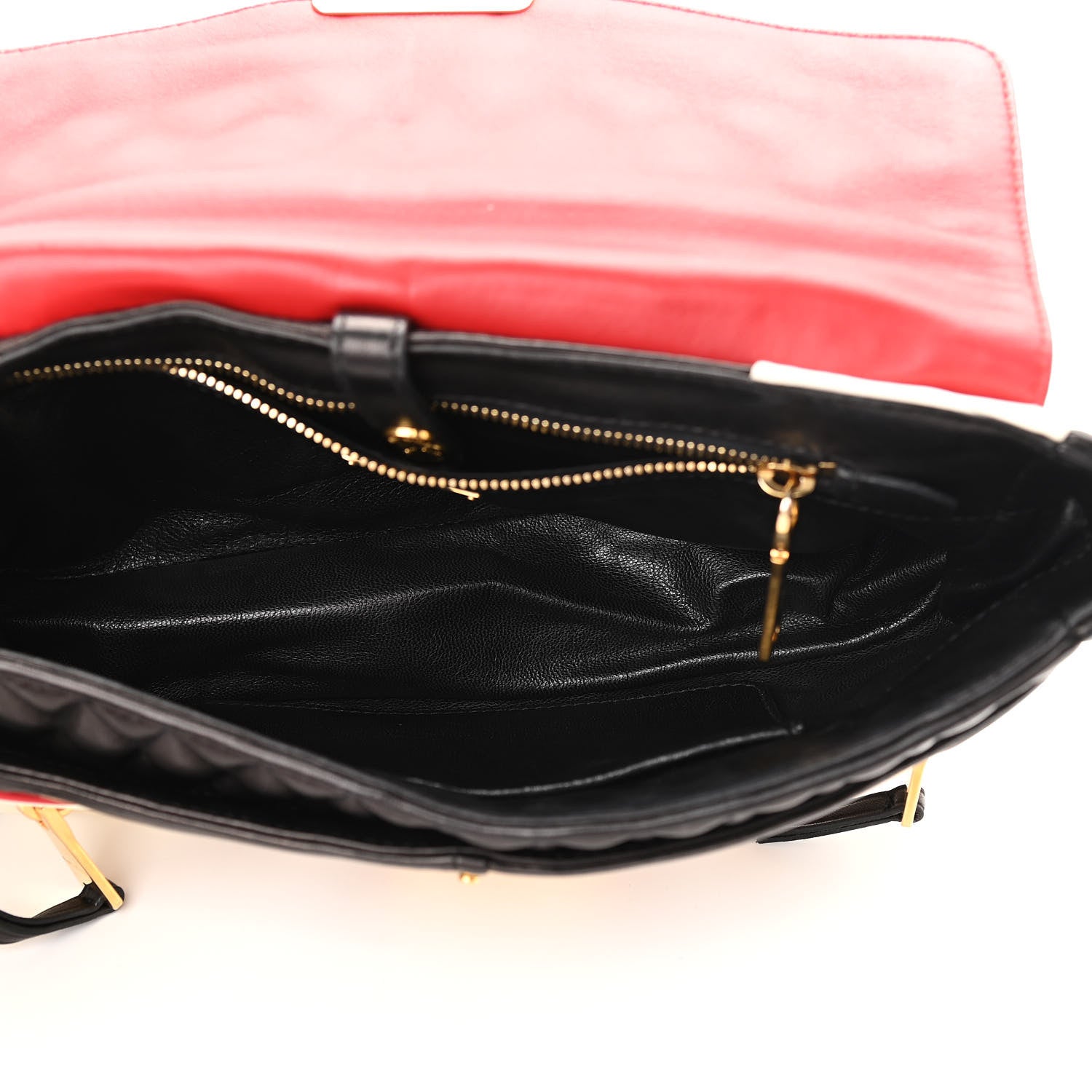 Miu Miu Nappa Matelasse Biker Shoulder Bag Red White Black 6 of 16
