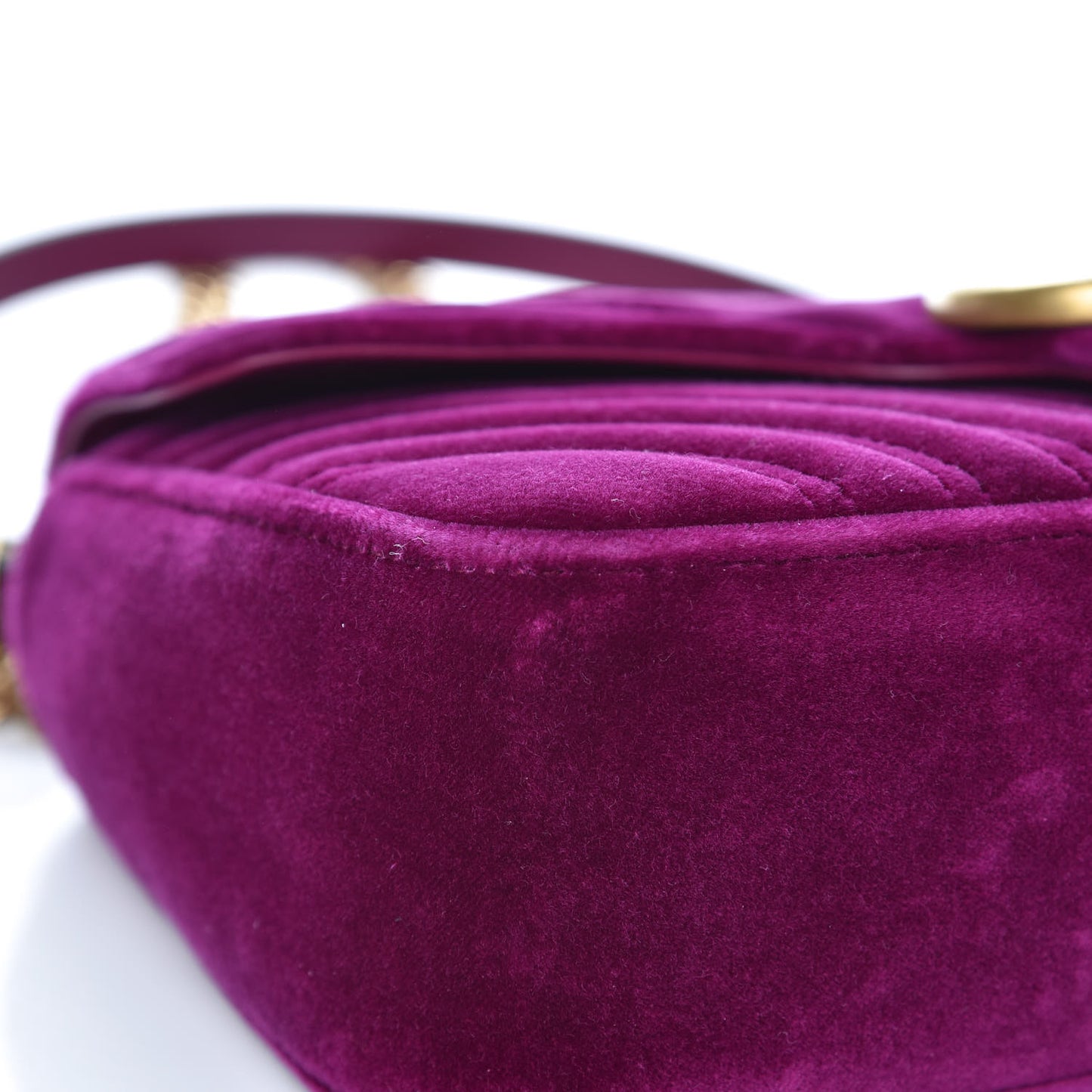 Velvet Matelasse Small GG Marmont Shoulder Bag Fuchsia Violet Cyclamen