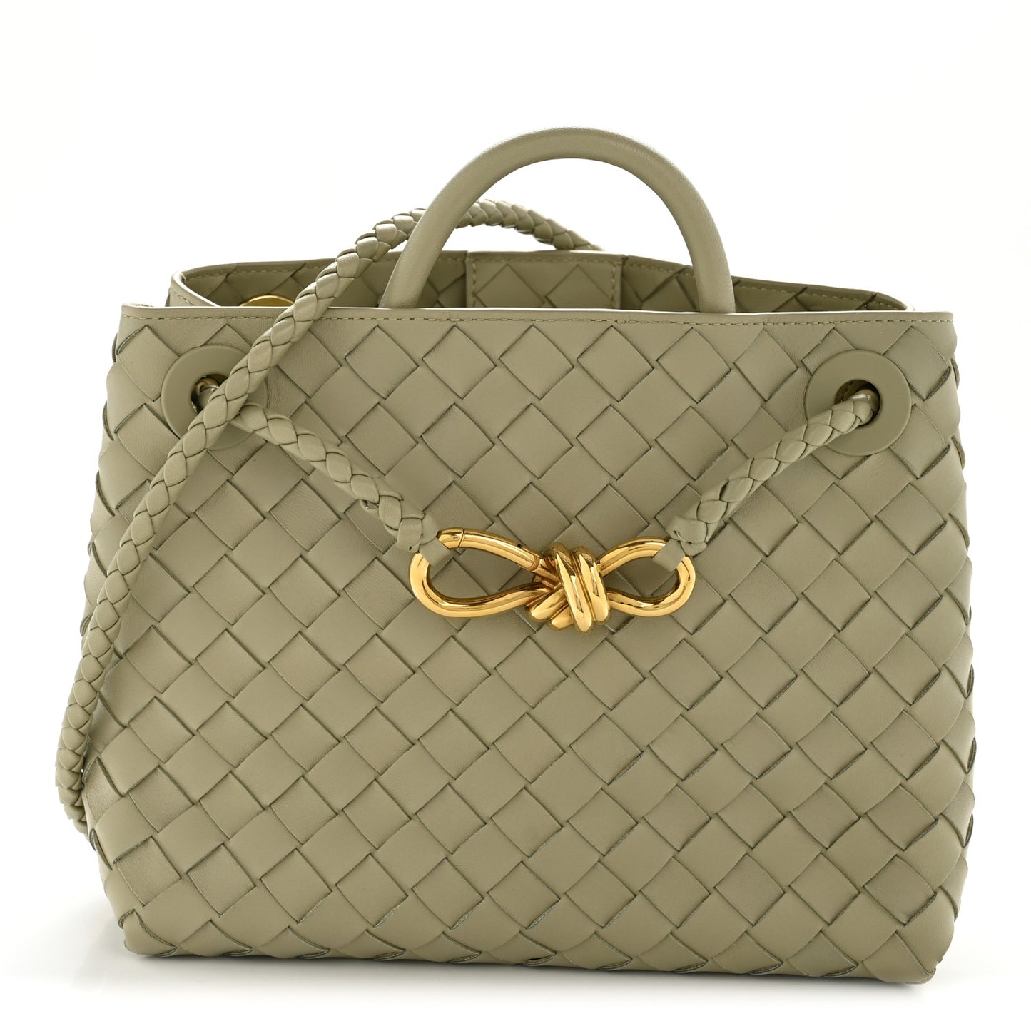Nappa Intrecciato Small Andiamo Shoulder Bag Travertine
