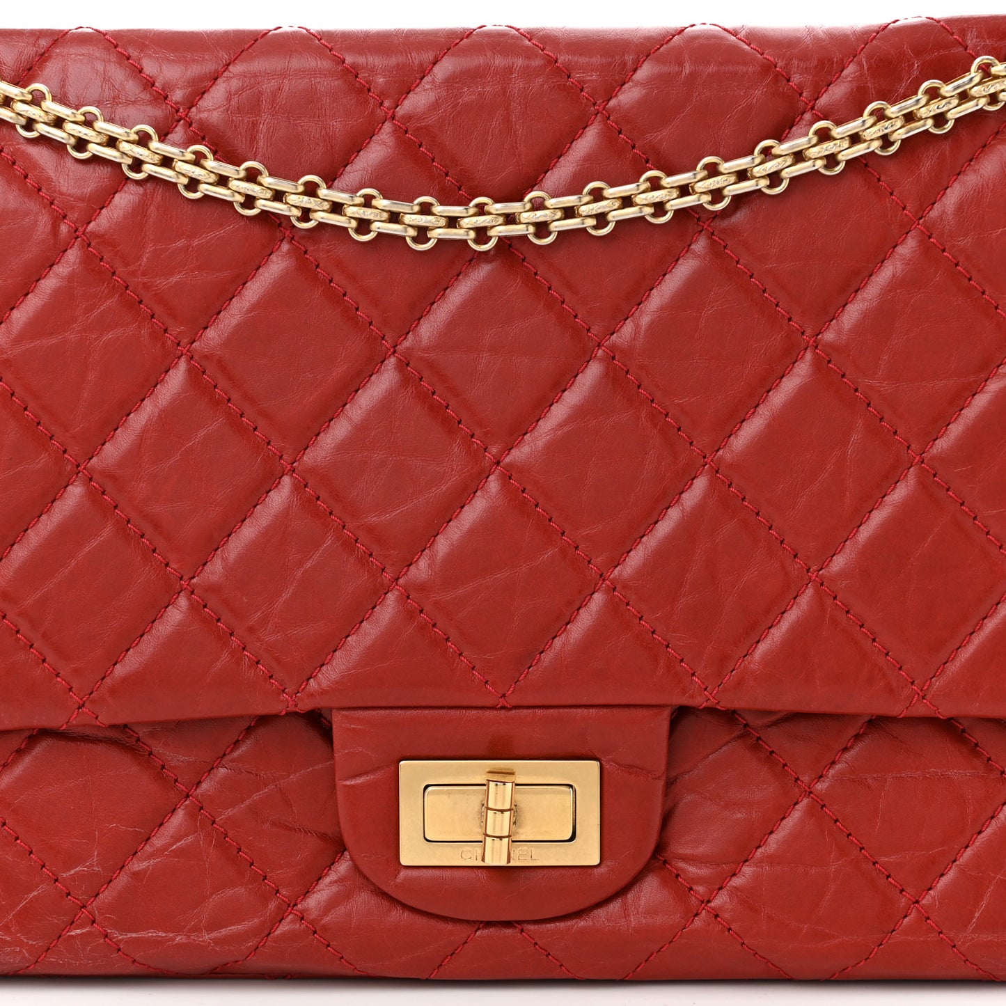 Aged Calfskin Quilted 2.55 Reissue 227 Flap Red
