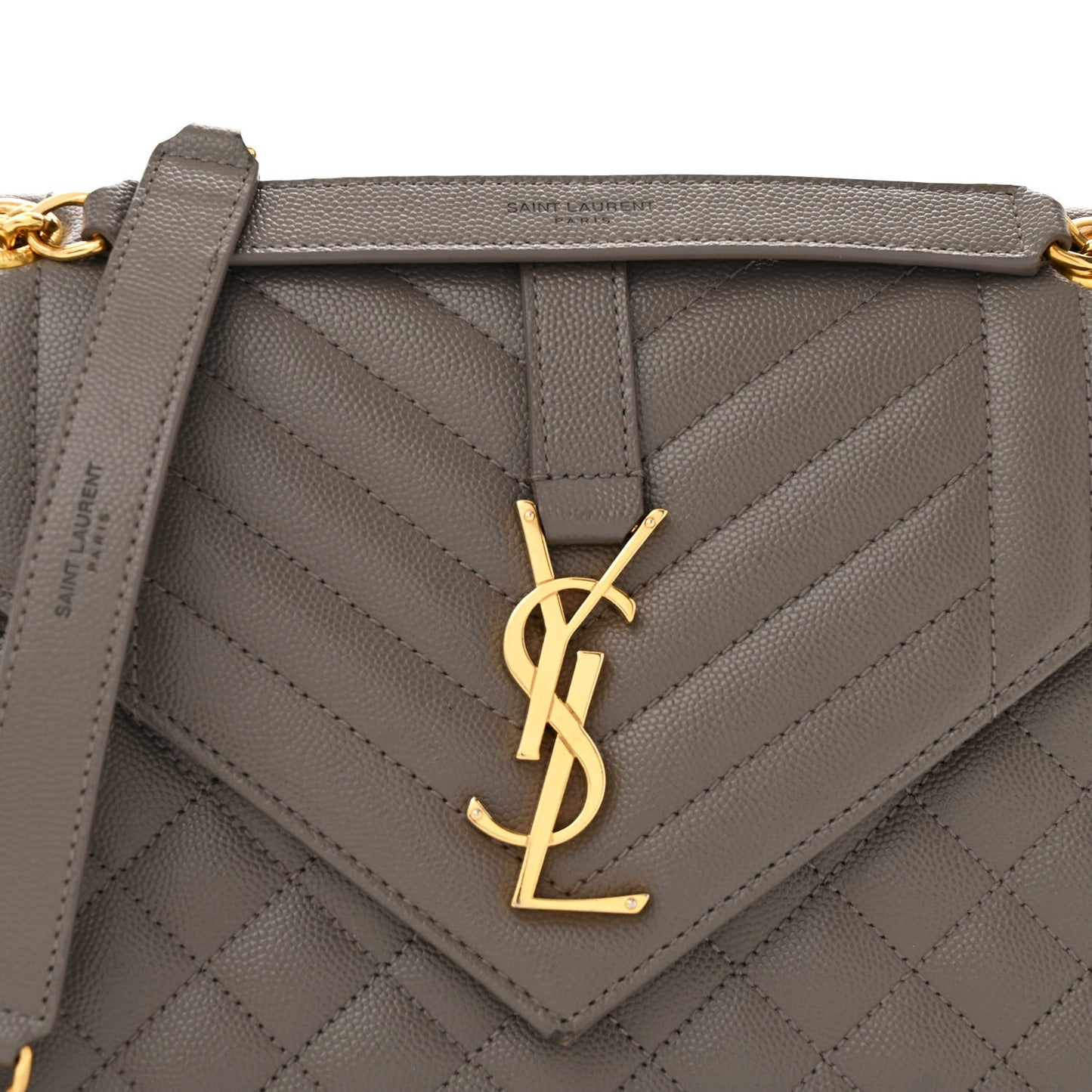 Grain De Poudre Textured Mixed Matelasse Medium Triquilt Monogram Satchel Fog