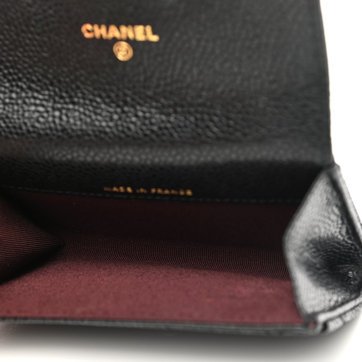 Caviar Quilted Flap Card Holder Wallet Black