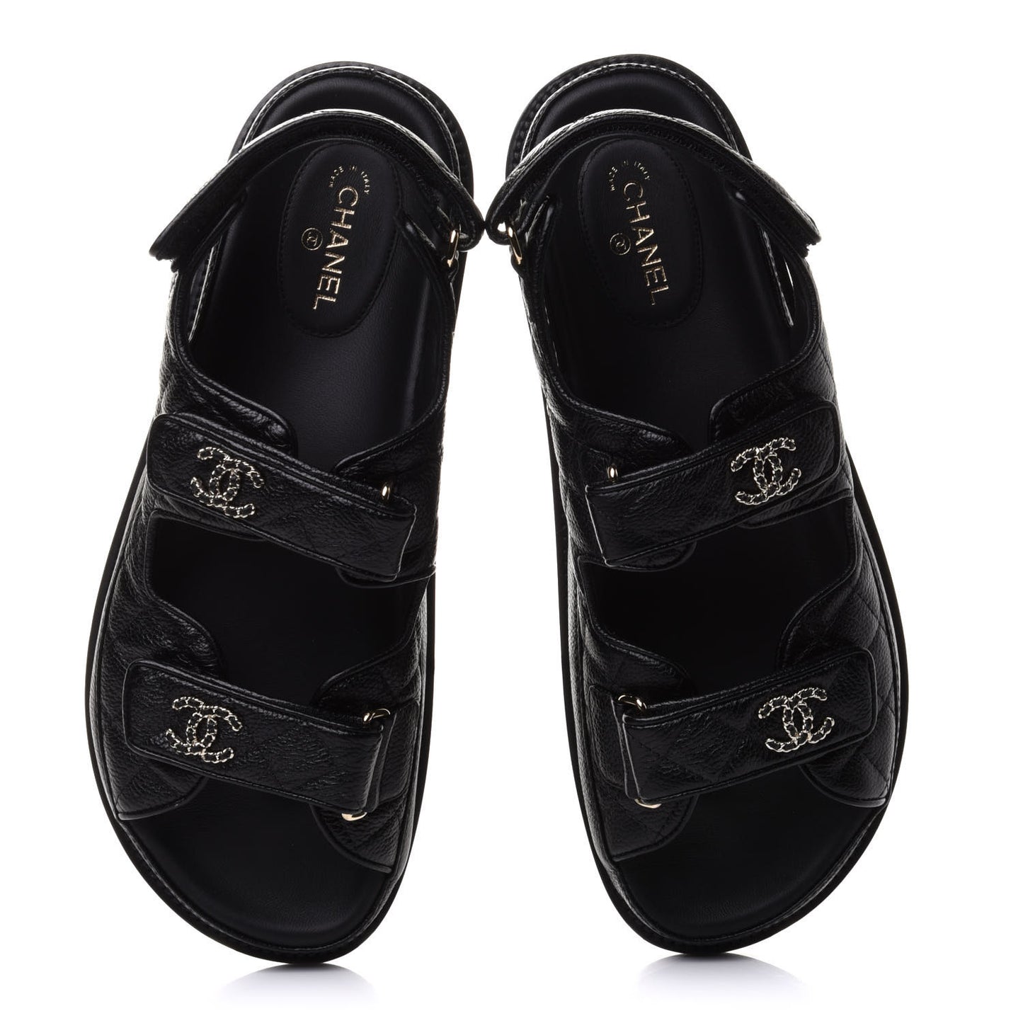 Grained Calfskin Velcro Dad Sandals 39.5 Black