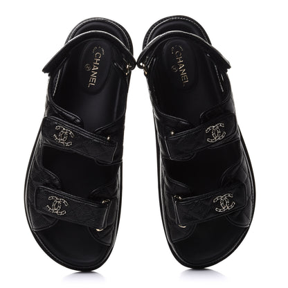 Chanel Grained Calfskin Velcro Dad Sandals 39.5 Black 5 of 10