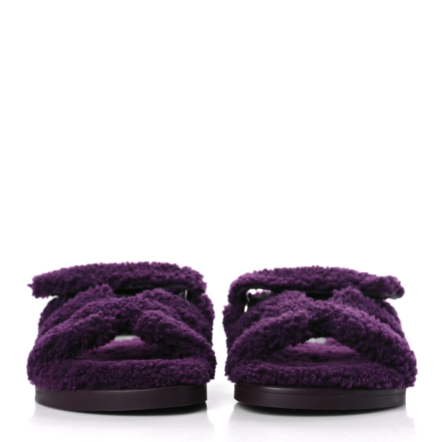 Hermes Woolskin Womens Chypre Sandals 37 Violet Fonce 2 of 7