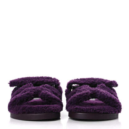 Hermes Woolskin Womens Chypre Sandals 37 Violet Fonce 2 of 7