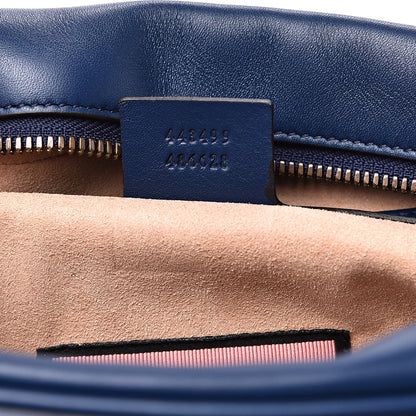 Gucci Calfskin Matelasse GucciGhost Medium GG Marmont Chain Shoulder Bag Blue Agata Hibiscus Red 6 of 11