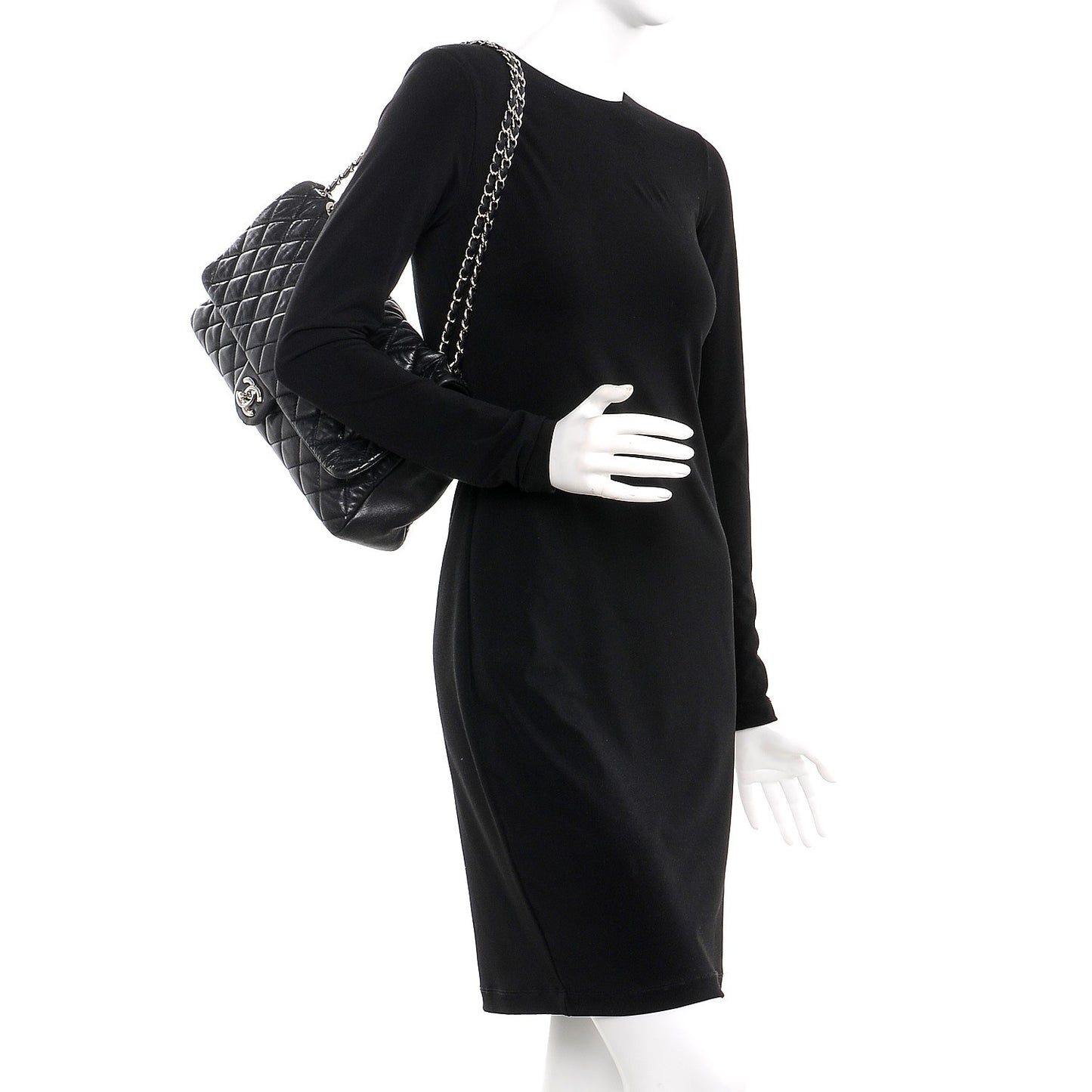 Lambskin Jumbo Coco Rain Flap Black