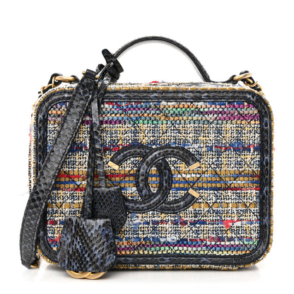Chanel Tweed Snakeskin Quilted Medium CC Filigree Vanity Case Multicolor 1 of 16