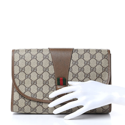Gucci Coated Canvas Monogram Web Clutch Brown 2 of 9