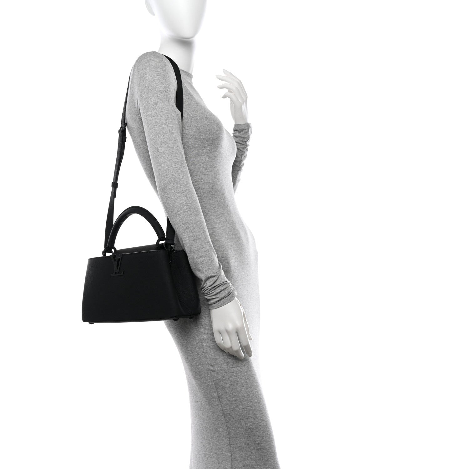 Louis Vuitton Taurillon Capucines East West MM Matte Black 2 of 9