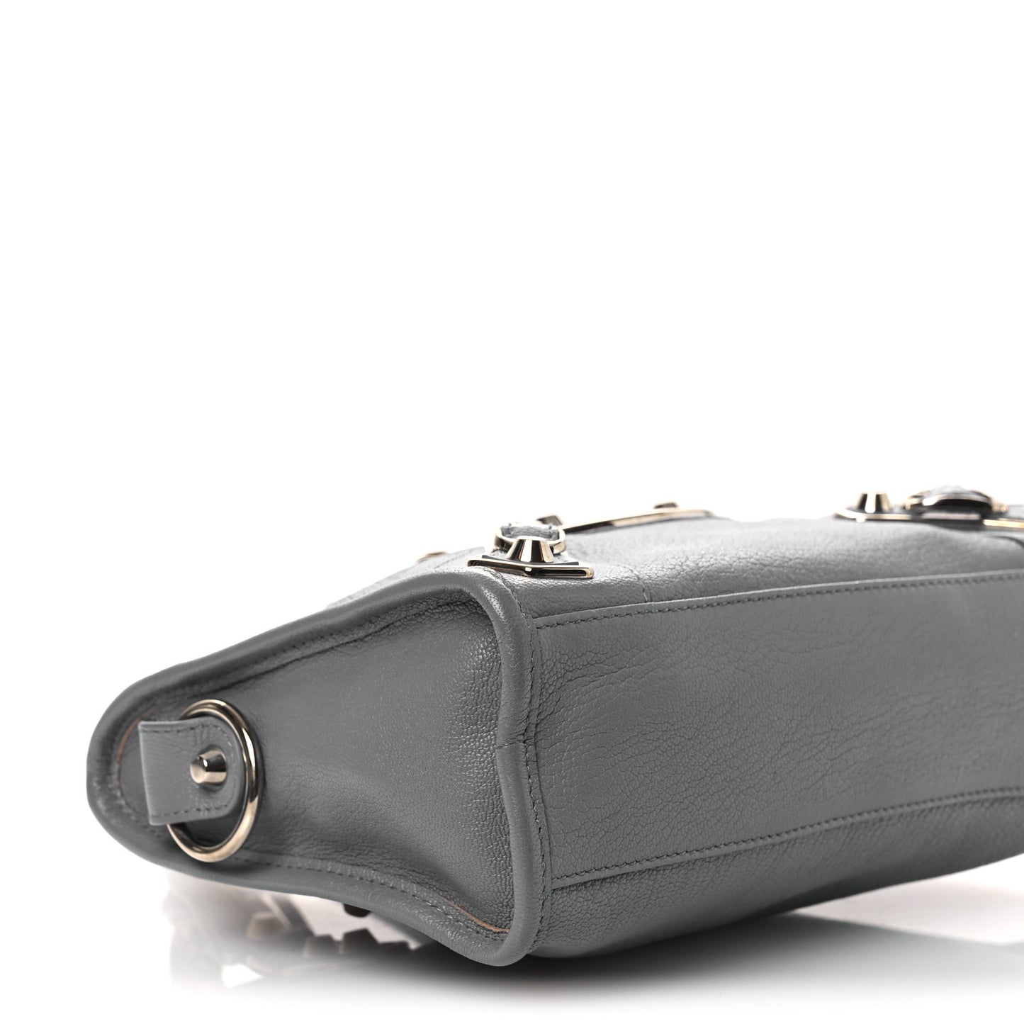 Chevre Silver Metallic Edge Hardware Mini City Bleu Acier
