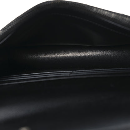 Saint Laurent Grain De Poudre Matelasse Chevron Monogram Monochrome Envelope Chain Wallet Black 5 of 10