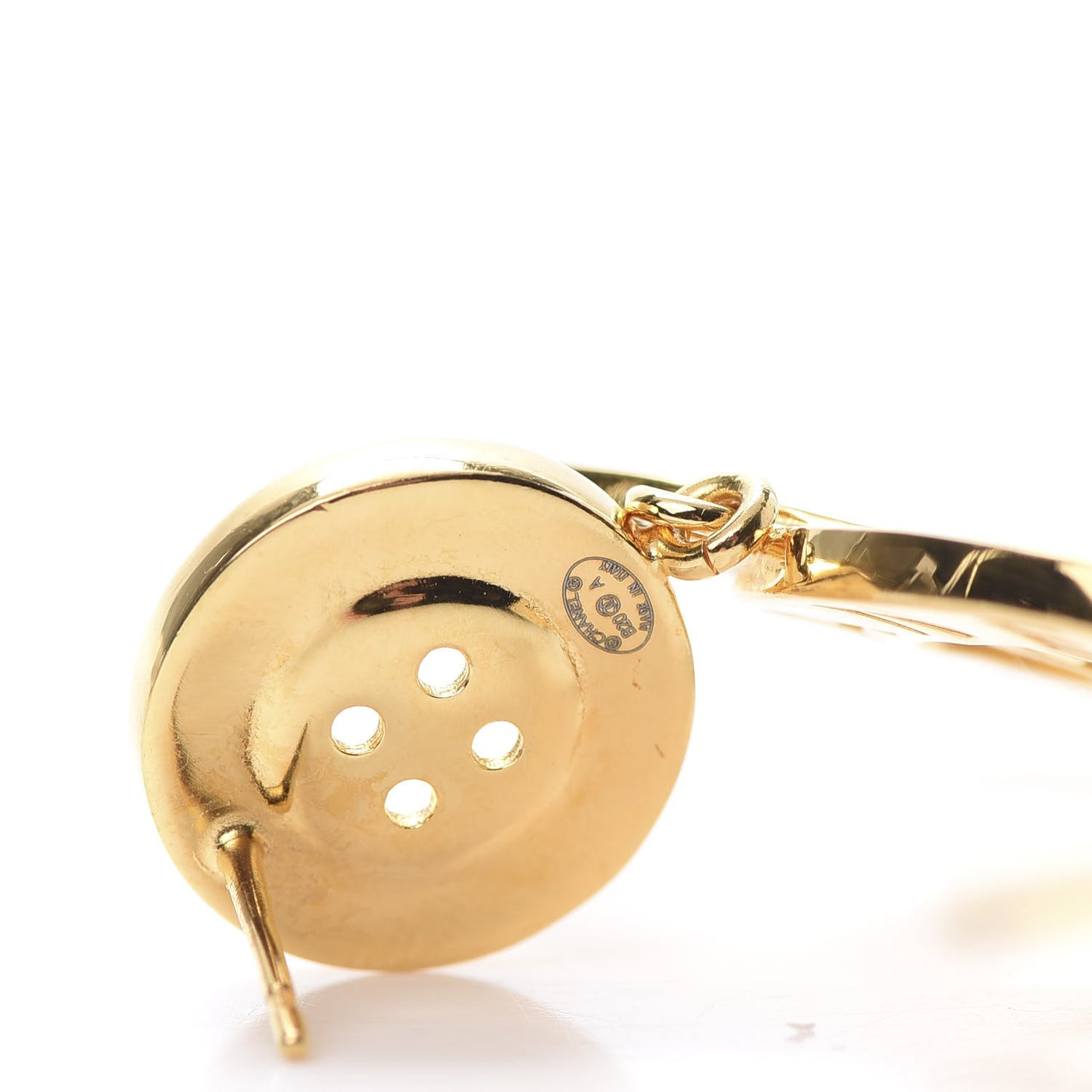 Metal Large Paris Button Earrings Gold
