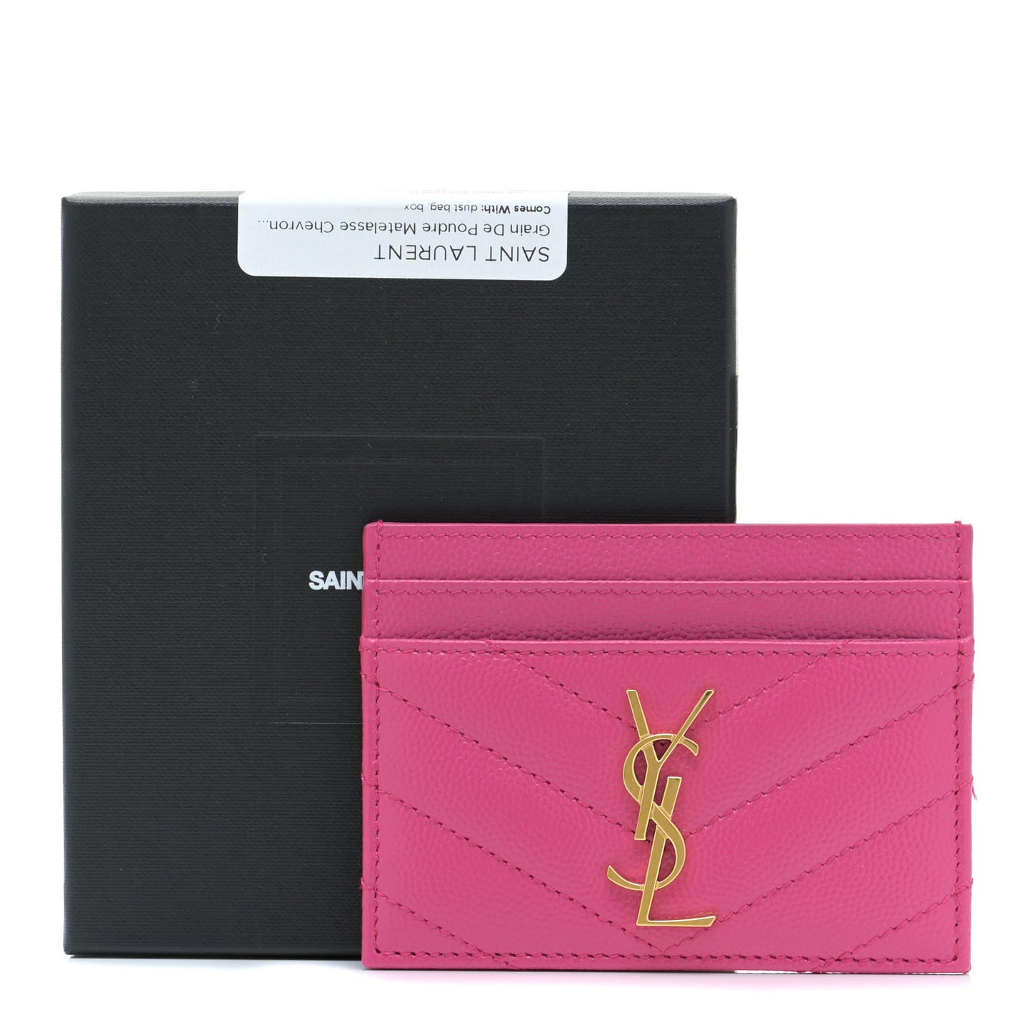 Grain De Poudre Matelasse Chevron Monogram Credit Card Case Fuxia