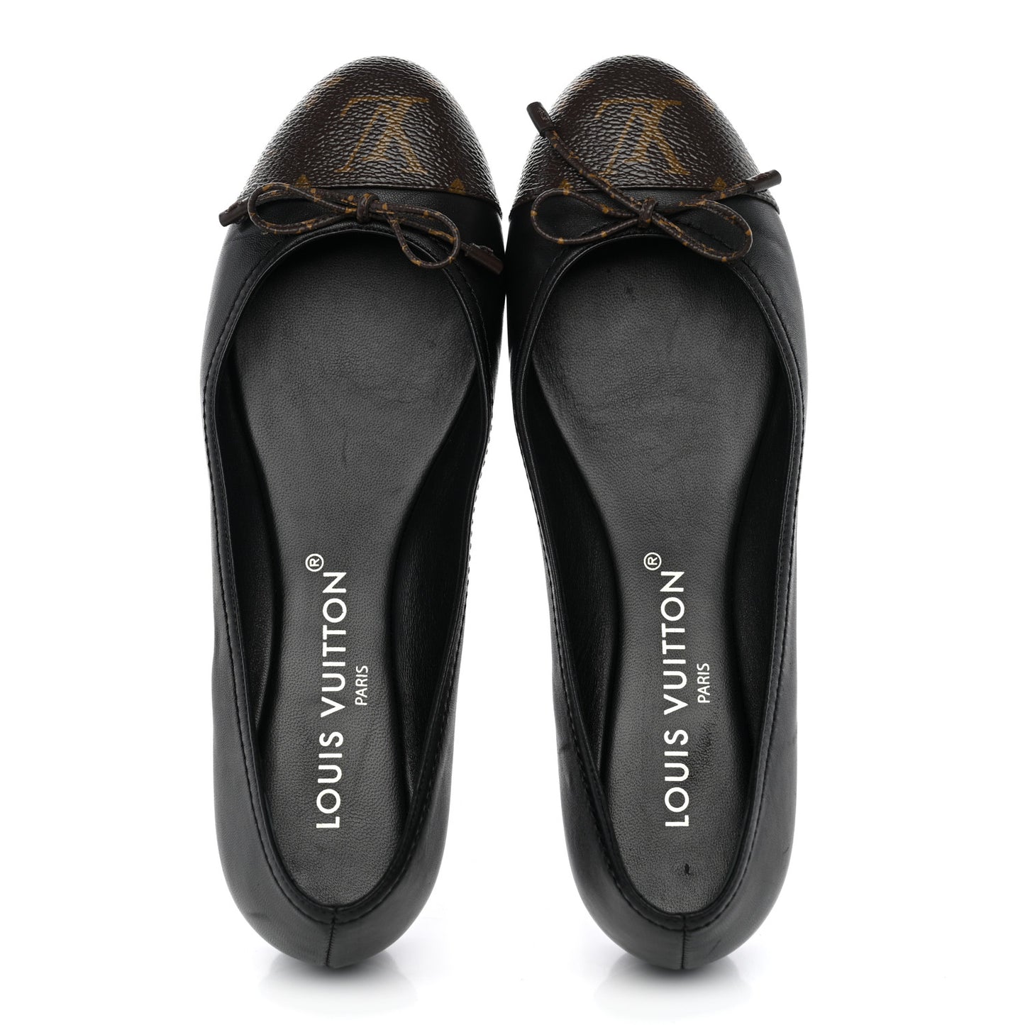 Calfskin Monogram Bow Ballerina Flats 38 Black