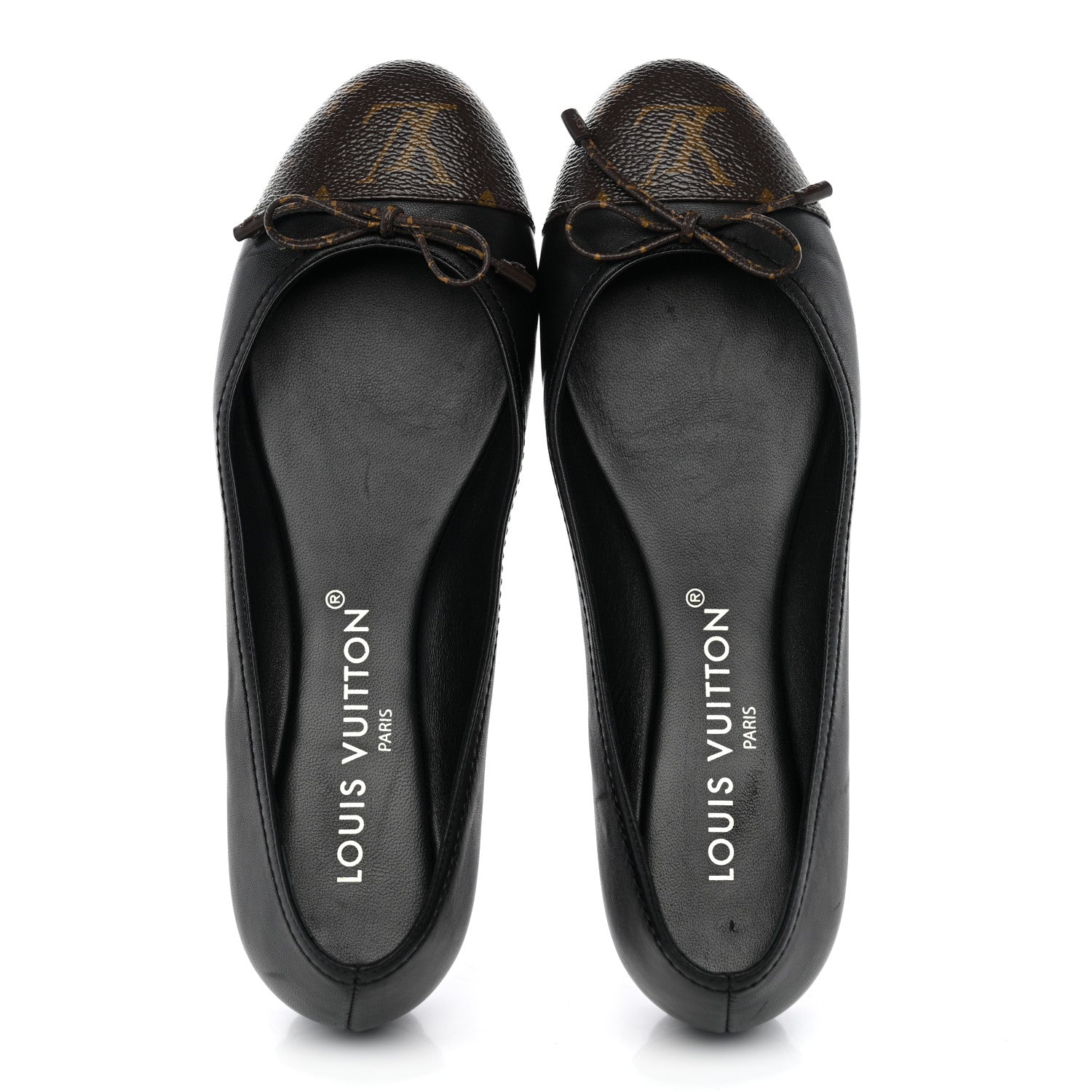 Louis Vuitton Calfskin Monogram Bow Ballerina Flats 38 Black 7 of 10