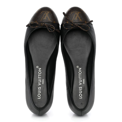 Louis Vuitton Calfskin Monogram Bow Ballerina Flats 38 Black 7 of 10