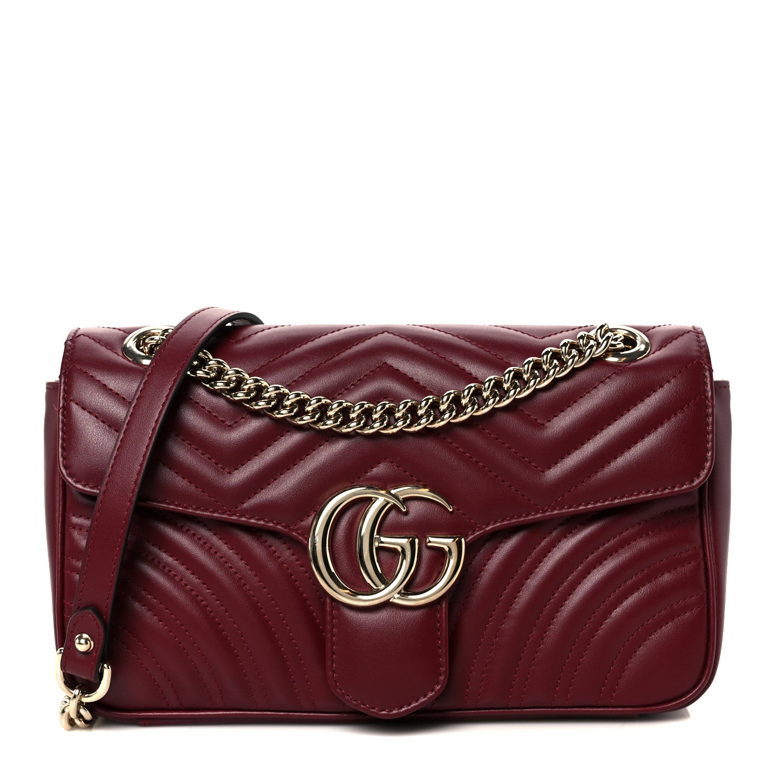Gucci Calfskin Matelasse Small GG Marmont Shoulder Bag Rosso Ancora 1 of 10