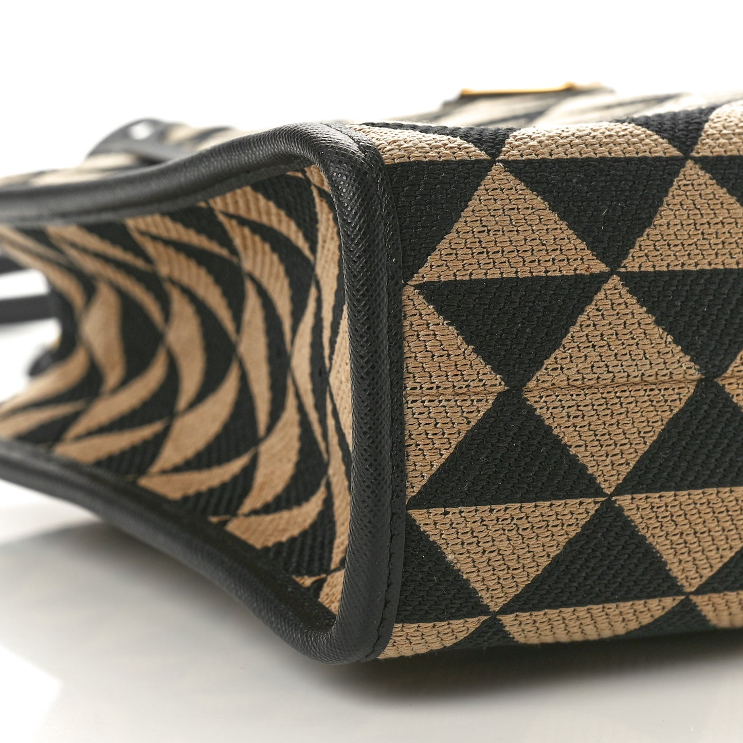 Jacquard Saffiano Triangolo Symbole Embroidered Small Tote Black Corda