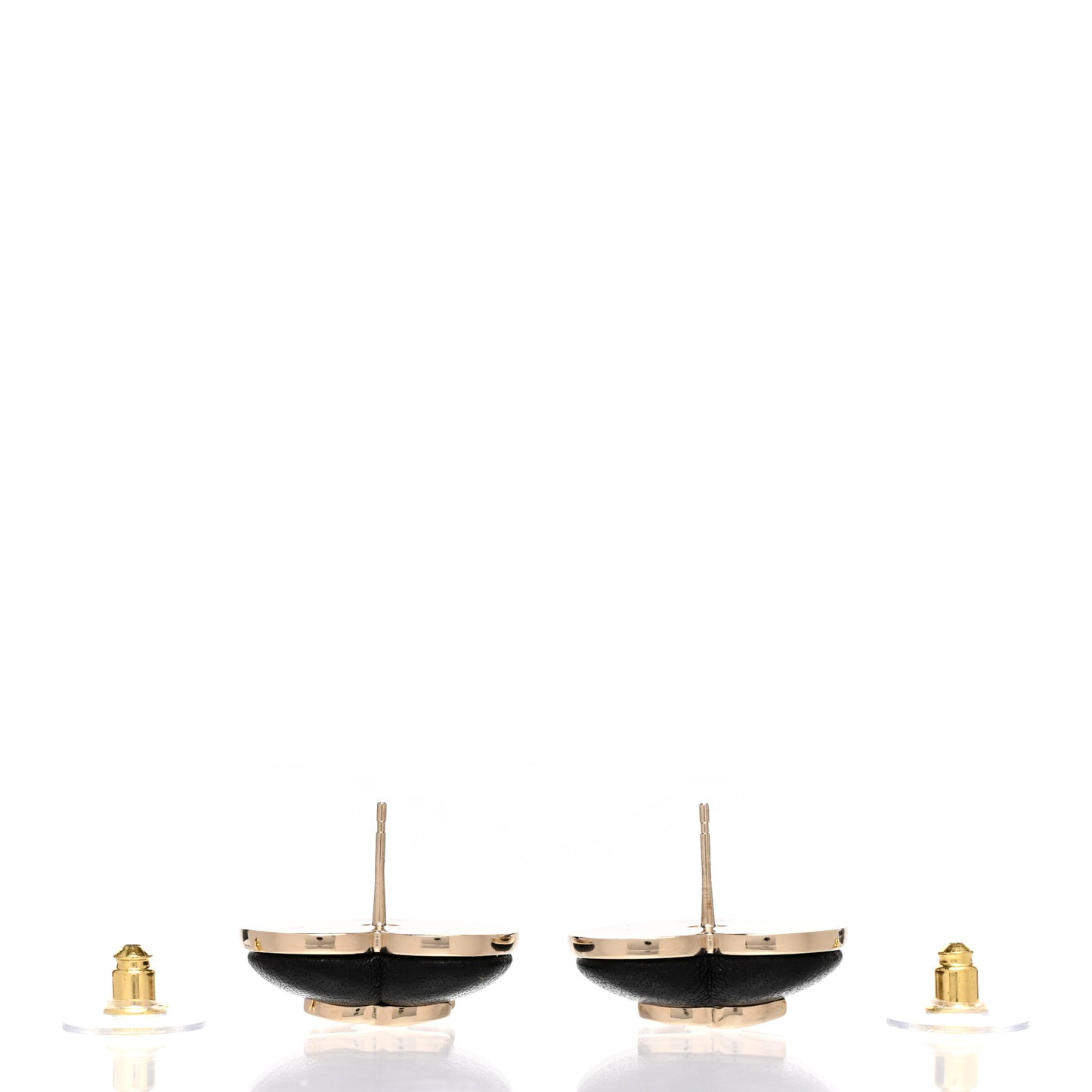 Lambskin CC Heart Earrings Black Gold