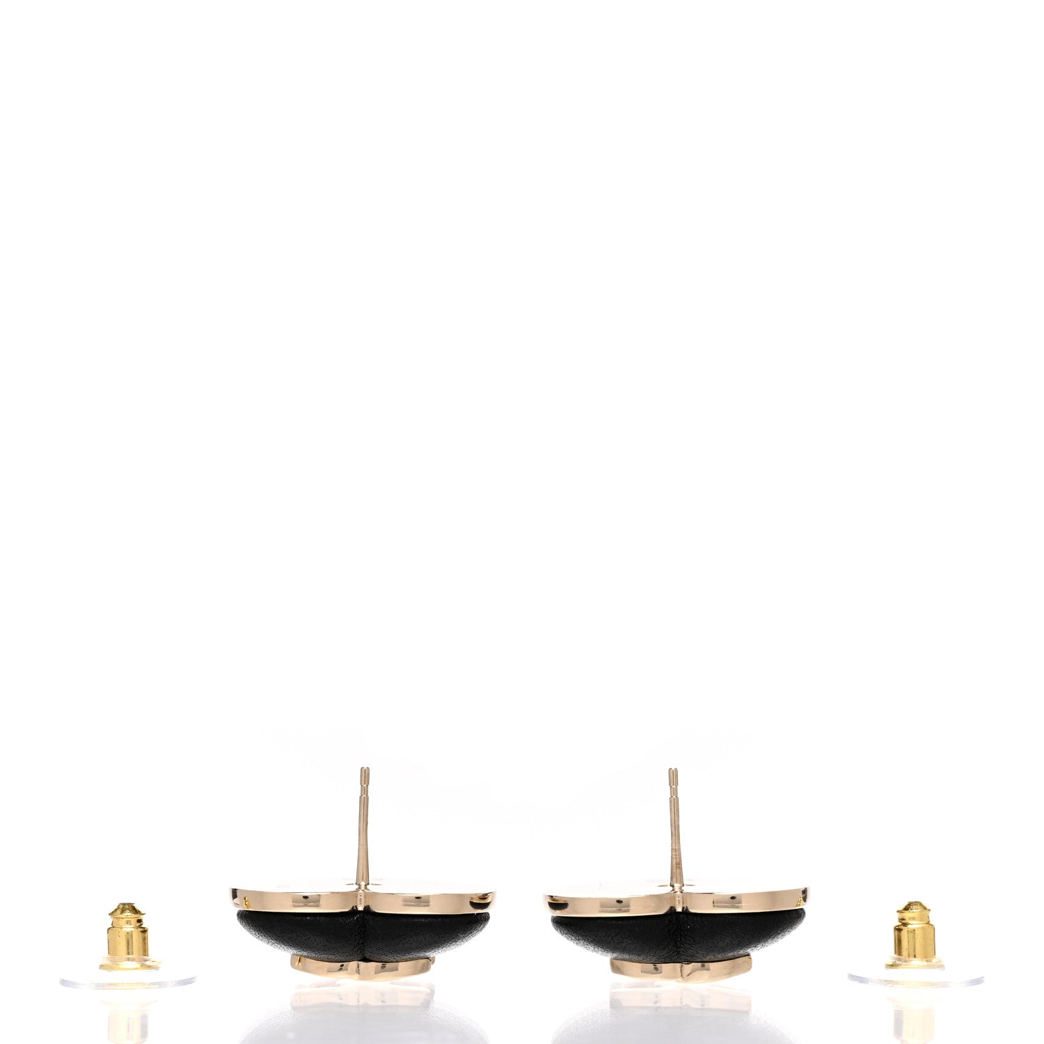 Chanel Lambskin CC Heart Earrings Black Gold 3 of 4