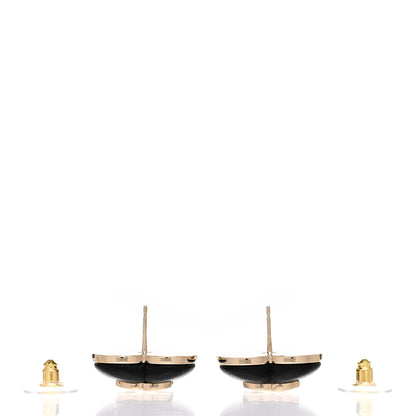 Chanel Lambskin CC Heart Earrings Black Gold 3 of 4