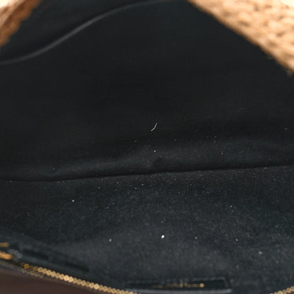 Saint Laurent Raffia Calfskin Monogram Medium Niki Chain Satchel Natural 5 of 12