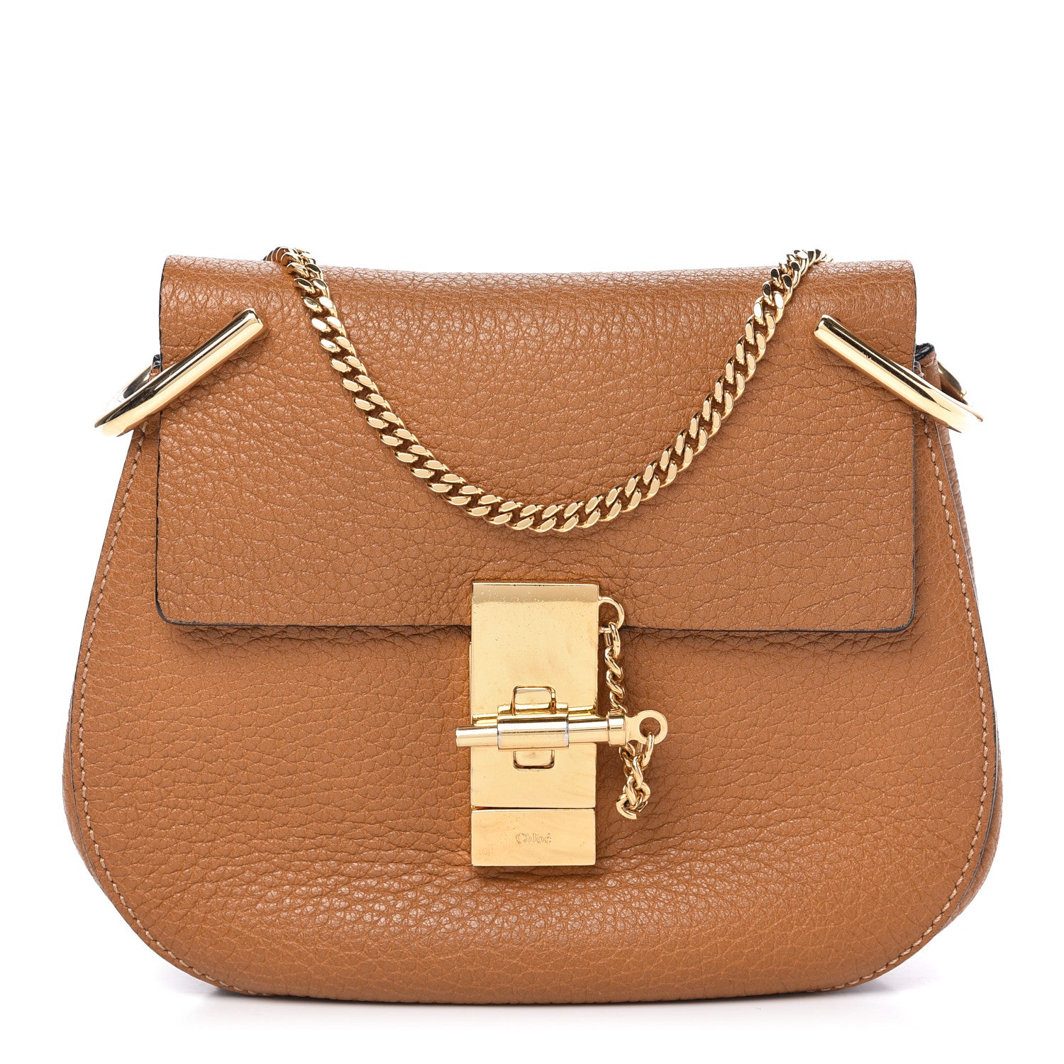 Chloe Grained Lambskin Drew Shoulder Bag Caramel 1 of 8