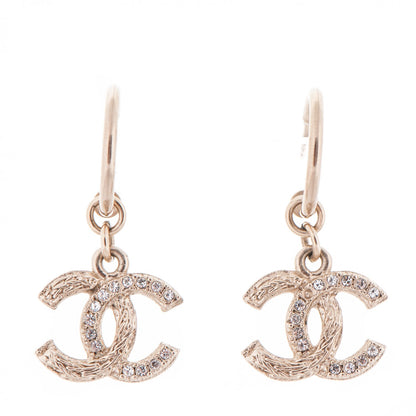 Chanel Crystal CC Drop Earrings Gold 1 of 4