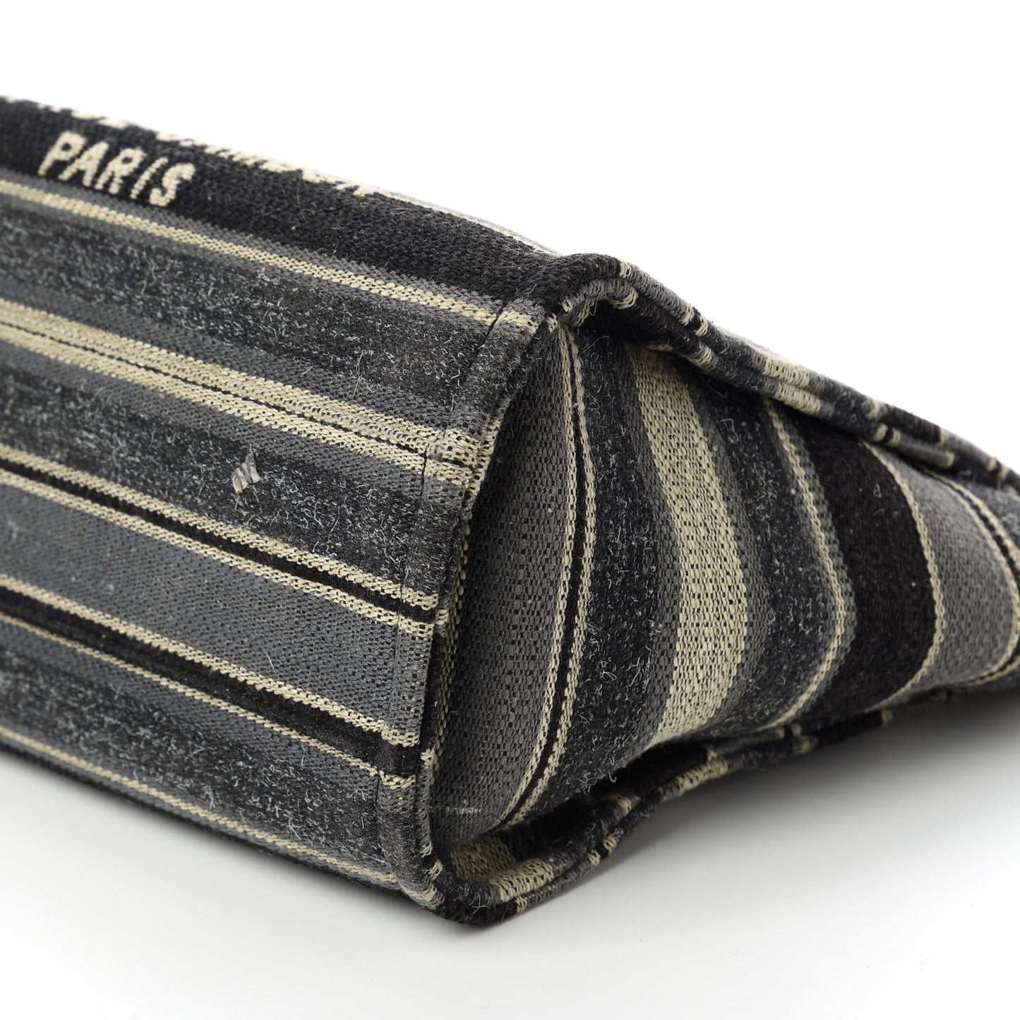 Striped Canvas Small Deauville Tote Dark Grey