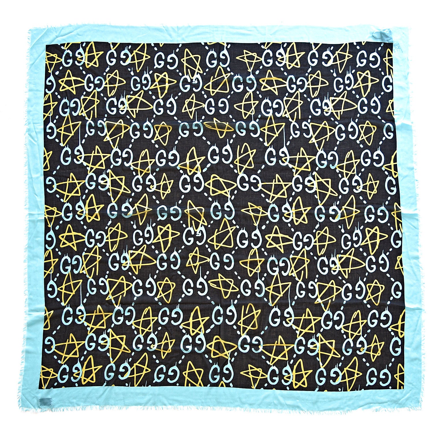 Gucci Modal Silk GucciGhost Print Shawl Black Multicolor 3 of 5